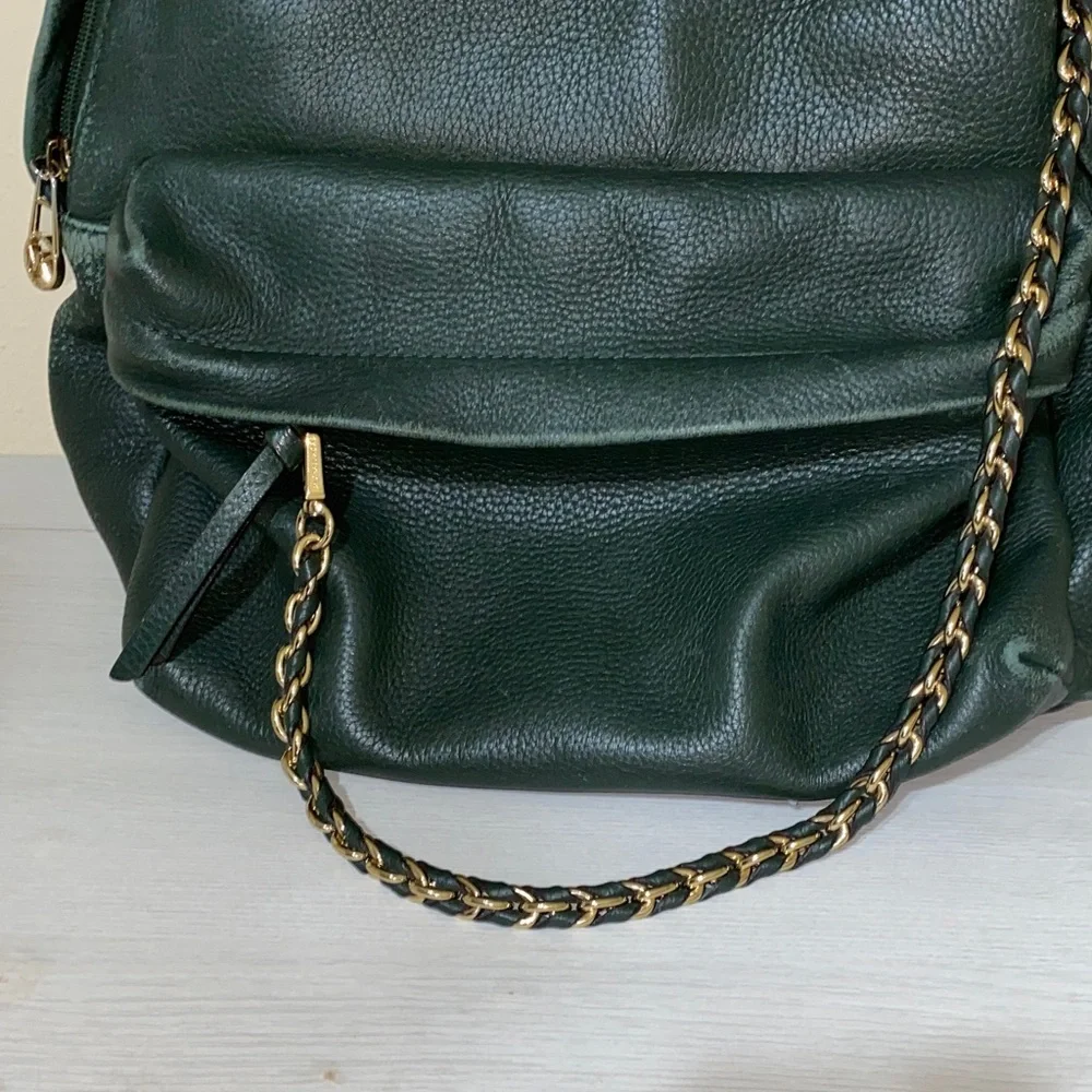 Michael Kors Slater Large Pebbled Leather Backpack Moss 30T0G04B7L